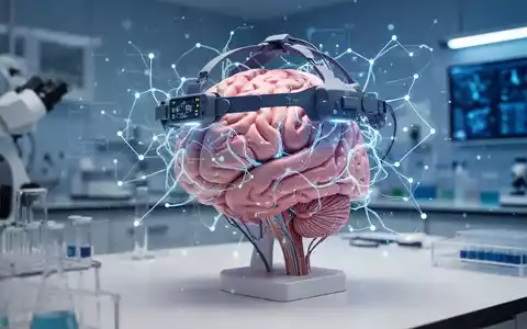 Modernes medizinisches Labor mit einer EEG-Haube auf einem Gehirnmodell und digital visualisierten neuronalen Netzwerken. - Foto: über boerse-global.de