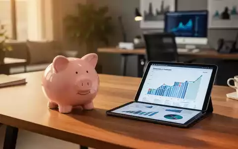Ein Sparschwein auf einem Schreibtisch neben einem Tablet mit Finanzdiagrammen als Symbol für langfristige Altersvorsorge. - Foto: über boerse-global.de