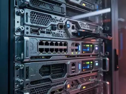 Industrielle Server-Hardware in einem modernen Rechenzentrum mit Fokus auf robuste Gehäuse und Netzwerkanschlüsse. - Foto: über boerse-global.de