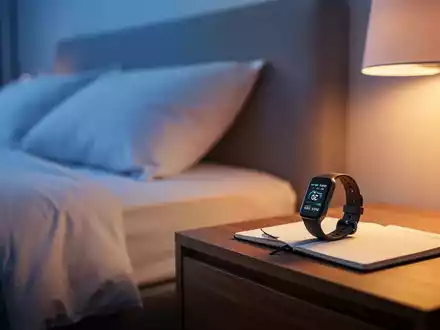 Ein modernes Wearable zur Schlafüberwachung auf einem Nachttisch bei Sonnenaufgang als Symbol für psychische Gesundheit. - Foto: über boerse-global.de
