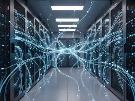 Hochtechnologie-Serverhardware mit blauen Leuchten für KI-Optimierung und Dateneffizienz. - Foto: über boerse-global.de