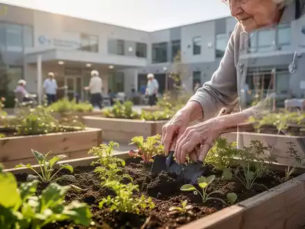 Seniorperson bei der Gartenarbeit in einem Hochbeet als Teil eines Demenz-Präventionsprojekts. - Foto: über boerse-global.de