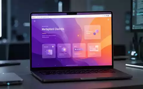 Moderner Laptop-Bildschirm mit einer Browser-Oberfläche, die ein buntes Farbverlauf-Design und modulare Widgets zeigt. - Foto: über boerse-global.de