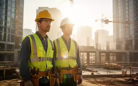 Bauarbeiter auf einer sonnigen Baustelle bei extremer Hitze, symbolisch für die Debatte um Hitzeschutz am Arbeitsplatz. - Foto: über boerse-global.de