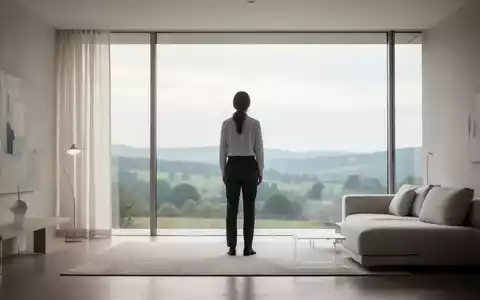 Eine Person blickt nachdenklich aus einem großen Fenster in einer minimalistisch eingerichteten, hellen Wohnung. - Foto: über boerse-global.de