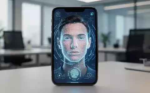 Smartphone-Display zeigt eine biometrische Gesichtserkennung mit digitalem Overlay zur sicheren Identitätsprüfung. - Foto: über boerse-global.de