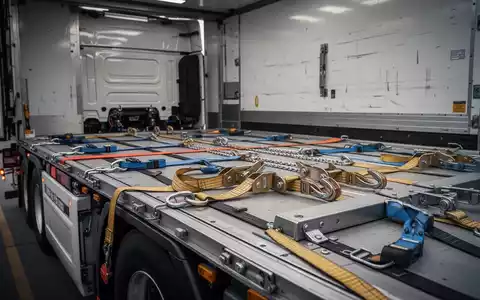 Professionell gesicherte Fracht auf einer Ladefläche mit Spanngurten und Sicherungsequipment. - Foto: über boerse-global.de