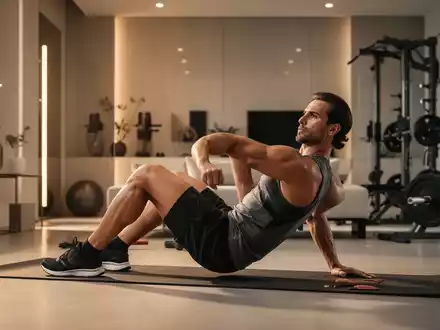Eine Person führt eine funktionelle Core-Übung in einem modern eingerichteten Fitnessbereich durch. - Foto: über boerse-global.de