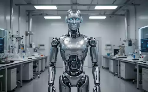Ein humanoider Roboter in einem modernen Forschungslabor, der für das Training durch Teleoperation vorbereitet wird. - Foto: über boerse-global.de