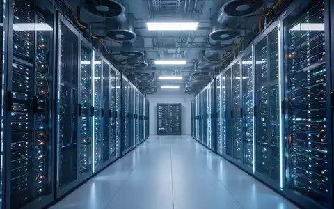 Reihen moderner Server-Racks in einem High-Tech-Rechenzentrum als KI-Infrastruktur. - Foto: über boerse-global.de