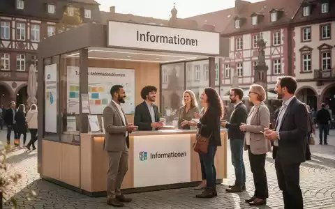 Menschen im offenen Gespräch an einem Informationsstand auf einem belebten Marktplatz zur Aufklärung über psychische Gesundheit. - Foto: über boerse-global.de