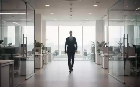 Eine professionelle Büroszene mit einer unscharfen Silhouette einer Person, die in einen hellen Raum geht. - Foto: über boerse-global.de