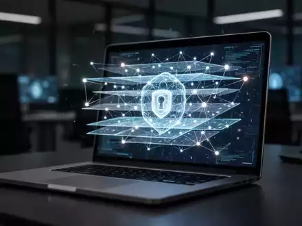Abstraktes digitales Sicherheitskonzept mit leuchtenden neuronalen Netzwerken auf einem Bildschirm zur Erkennung von KI-Betrug. - Foto: über boerse-global.de