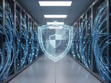 Leuchtender digitaler Sicherheitsschild in einem modernen Serverraum, der die Open Secure AI Alliance repräsentiert. - Foto: über boerse-global.de
