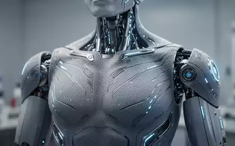 Nahaufnahme eines humanoiden Roboters mit fortschrittlicher Smart-Skin-Technologie für sichere Mensch-Roboter-Kollaboration. - Foto: über boerse-global.de