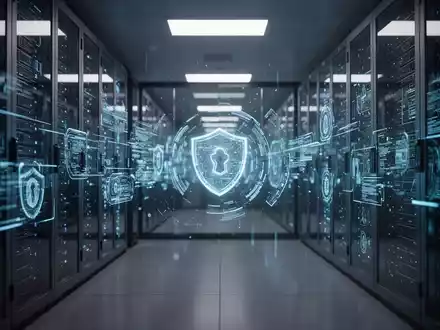 Hochtechnologischer Serverraum mit leuchtenden holografischen Datenströmen, die einen Cybersicherheitsvorfall darstellen. - Foto: über boerse-global.de