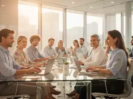 Professionelle Büroatmosphäre mit Mitarbeitenden in sommerlicher Business-Kleidung an hellen Arbeitsplätzen. - Foto: über boerse-global.de