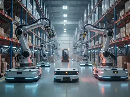 Automatisierte Lagerhalle mit Robotersystemen und moderner Logistiktechnologie für effiziente Lieferketten. - Foto: über boerse-global.de