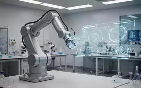 Ein hochmoderner Roboterarm in einem Labor mit einer digitalen Benutzeroberfläche zur intuitiven Steuerung. - Foto: über boerse-global.de