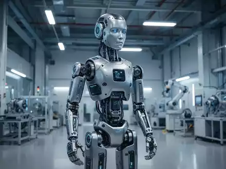 Ein hochmoderner humanoider Roboter in einer industriellen Fertigungsumgebung. - Foto: über boerse-global.de