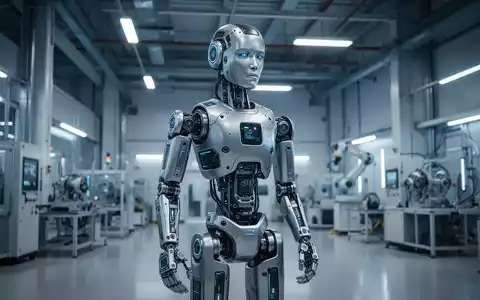 Ein hochmoderner humanoider Roboter in einer industriellen Fertigungsumgebung. - Foto: über boerse-global.de