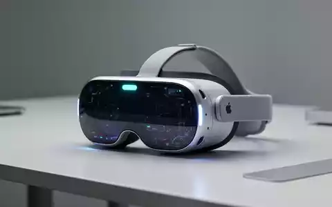 Apple Vision Pro Headset auf einem modernen Schreibtisch in einem professionellen Studio. - Foto: über boerse-global.de