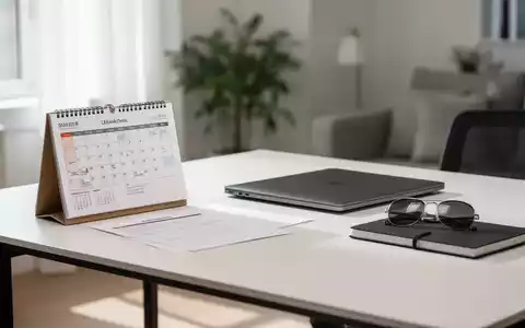 Schreibtisch mit Kalender, Laptop und Sonnenbrille als Symbol für die Balance zwischen Urlaub und Berufsleben. - Foto: über boerse-global.de
