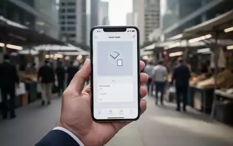 Ein Smartphone in einer Hand auf einem belebten Marktplatz, symbolisch für Betrug mit gefälschten Mobiltelefonen. - Foto: über boerse-global.de