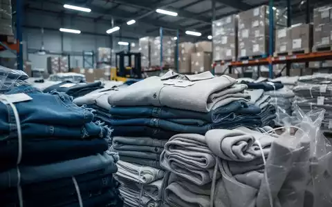 Stapel neuer Textilien in einem Lagerhaus als Symbol für die Kreislaufwirtschaft und das Verbot der Warenvernichtung. - Foto: über boerse-global.de