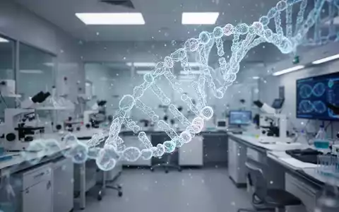 Digitale 3D-Visualisierung einer DNA-Doppelhelix in einem Forschungslabor als Symbol für KI-gestützte Genomforschung. - Foto: über boerse-global.de