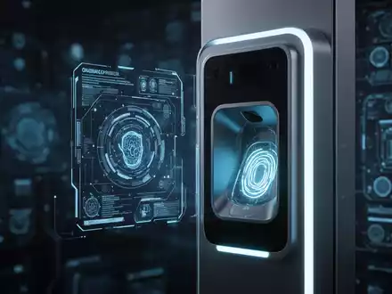 Nahaufnahme einer modernen biometrischen digitalen Scanneroberfläche für sichere passwortlose Authentifizierung. - Foto: über boerse-global.de