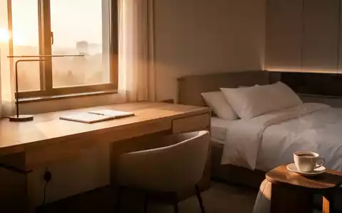 Ein minimalistisch und aufgeräumt eingerichtetes Schlafzimmer im sanften Licht der Morgensonne. - Foto: über boerse-global.de