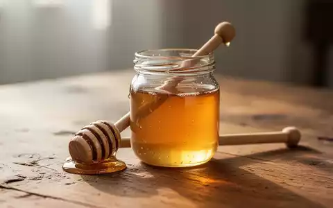 Ein Glas mit naturbelassenem Honig und einem Honiglöffel auf einem Holztisch bei natürlichem Licht. - Foto: über boerse-global.de