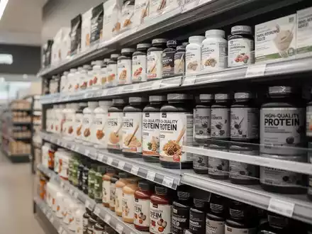 Nahaufnahme von hochwertigen Protein-Lebensmitteln in einem modern gestalteten Supermarktregal. - Foto: über boerse-global.de