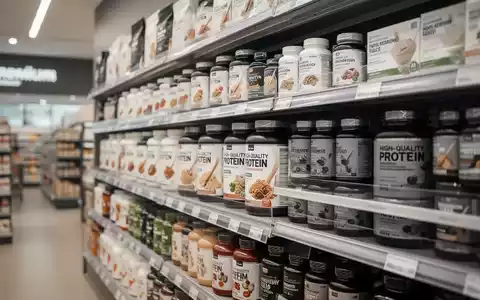 Nahaufnahme von hochwertigen Protein-Lebensmitteln in einem modern gestalteten Supermarktregal. - Foto: über boerse-global.de