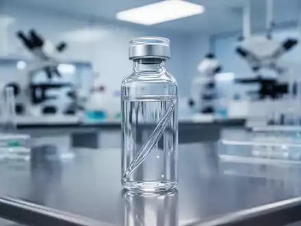 Ein medizinisches Labor mit einem gläsernen Wirkstofffläschchen auf einer sterilen Oberfläche zur Darstellung moderner Lipidtherapien. - Foto: über boerse-global.de