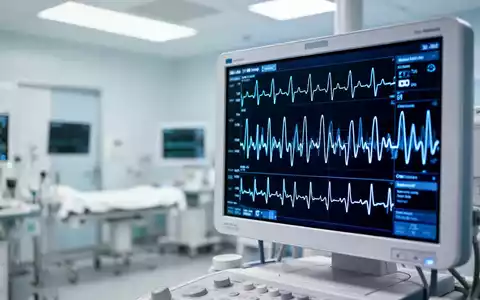 Ein medizinischer Monitor zeigt ein EKG-Herzrhythmusdiagramm in einer modernen kardiologischen Praxis. - Foto: über boerse-global.de