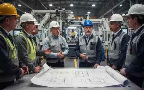 Industriearbeiter und Gewerkschaftsvertreter bei einer Diskussionsrunde über die Umstellung der Produktion. - Foto: über boerse-global.de