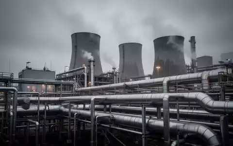 Moderne Industrieanlage in Deutschland mit rauchenden Schornsteinen vor bewölktem Himmel. - Foto: über boerse-global.de