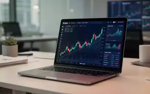Moderner Laptop-Bildschirm mit Finanzdaten und Aktiencharts in professionellem Büroumfeld. - Foto: über boerse-global.de