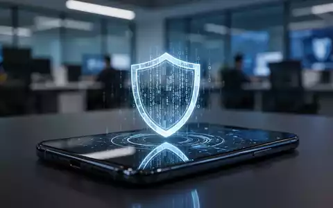 Leuchtendes digitales Schild-Symbol auf Smartphone-Bildschirm für mobile Cybersicherheit und Datenschutz. - Foto: über boerse-global.de