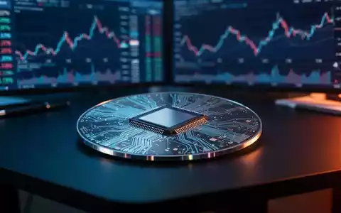 Ein hochmoderner Halbleiter-Wafer auf einem Schreibtisch mit verschwommenen Finanzdiagrammen im Hintergrund. - Foto: über boerse-global.de