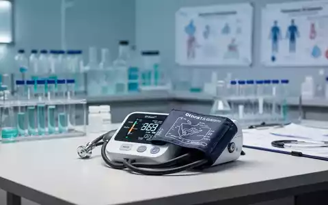 Digitales Blutdruckmessgerät auf einem Schreibtisch in einer modernen medizinischen Praxis mit unscharfem Laborhintergrund. - Foto: über boerse-global.de