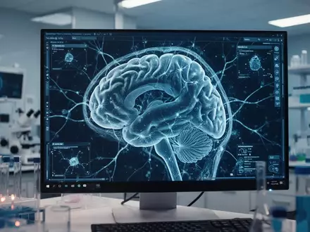 Digitale Visualisierung eines Gehirnscans auf einem Monitor in einem modernen medizinischen Forschungslabor. - Foto: über boerse-global.de