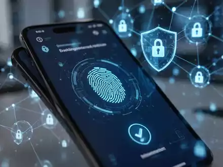Nahaufnahme eines Smartphone-Bildschirms mit biometrischer Fingerabdruck-Authentifizierung für sicheres Banking. - Foto: über boerse-global.de