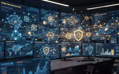 Digitale Benutzeroberfläche mit KI-gesteuerten Cybersecurity-Datenvisualisierungen und Netzwerksicherheitsknoten. - Foto: über boerse-global.de