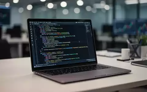 Laptop mit Codezeilen in modernem Büro, symbolisiert steigende Kosten KI-gestützter Softwareentwicklung. - Foto: über boerse-global.de
