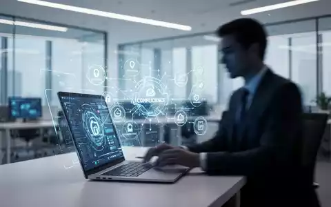 Ein professioneller Arbeitsplatz mit modernem Laptop und digitalen Datenvisualisierungen, die KI-Integration symbolisieren. - Foto: über boerse-global.de