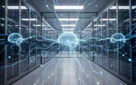 Abstrakte Darstellung einer KI-gestützten Unternehmensarchitektur mit digitalen Datenströmen und vernetzten Systemen. - Foto: über boerse-global.de
