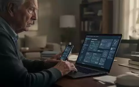 Besorgter Senior nutzt Smartphone und Laptop zu Hause, Risiko von Online-Anlagebetrug. - Foto: über boerse-global.de